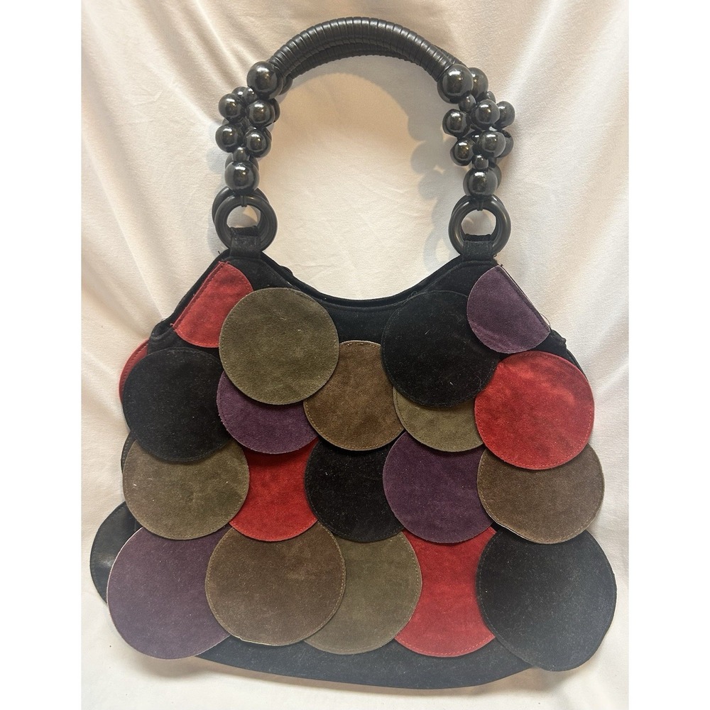 Faux Suede Petal Tier Shoulder Bag Boho Multicolor Y2K